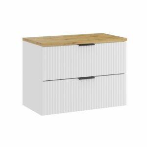 Comad Závěsná skříňka pod umyvadlo Casad s deskou 80 cm bílá/dub artisan