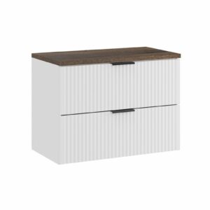 Comad Závěsná skříňka pod umyvadlo Casad s deskou 80 cm bílá/dub santa fe vintage