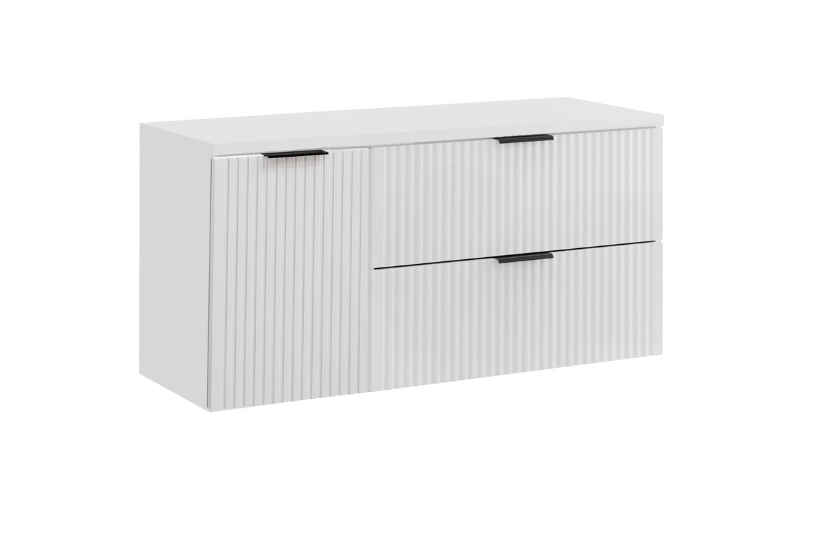 Comad Závěsná skříňka pod umyvadlo Casad s deskou a košem na prádlo 120 cm bílá
