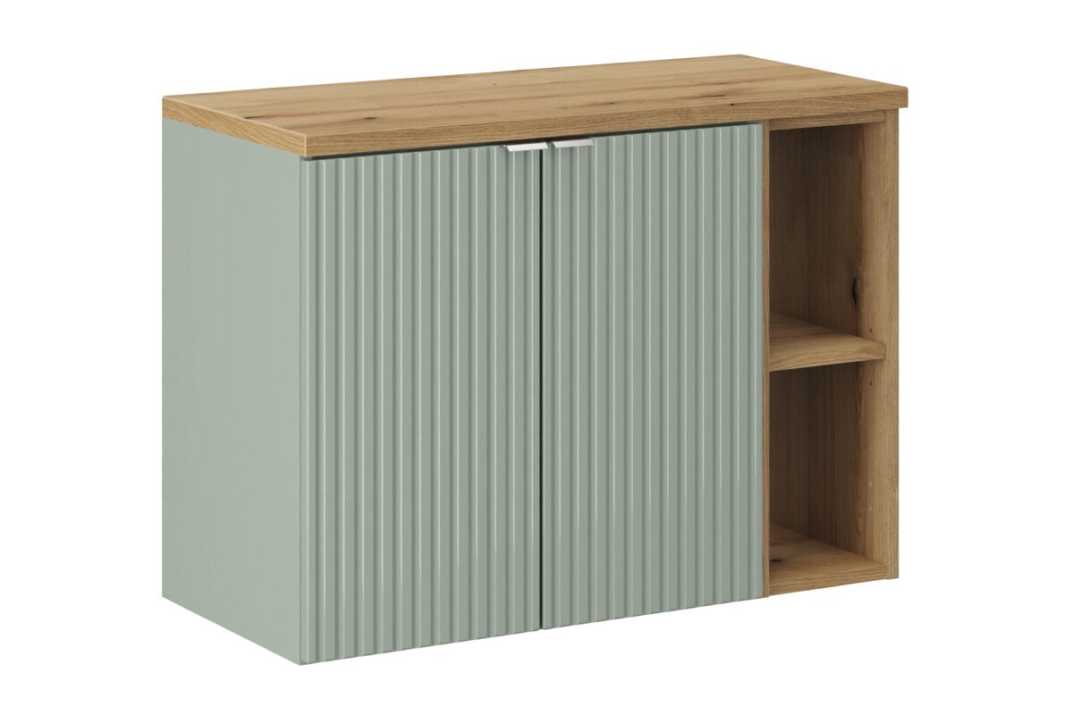 Comad Závěsná skříňka pod umyvadlo Line Reed Green II s deskou 80 cm zelená/dub evoke
