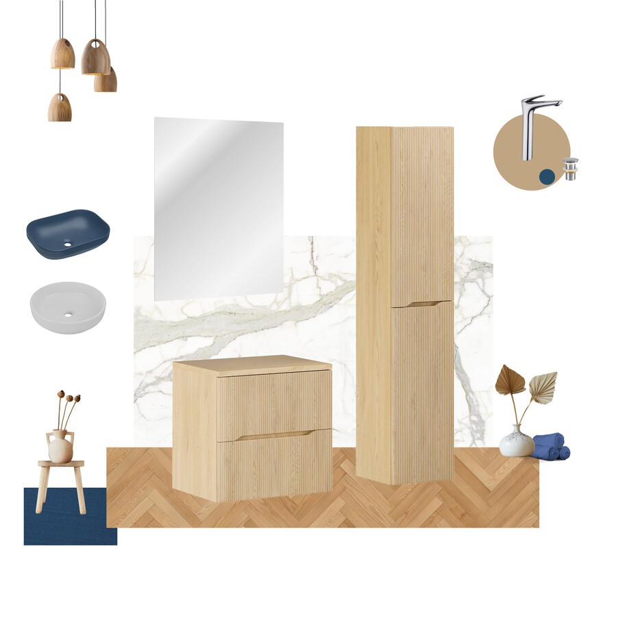 Comad Závěsná skříňka pod umyvadlo Nordic s deskou 60 cm dub cremona - Obrázek 2