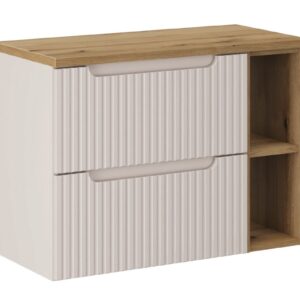 Comad Závěsná skříňka pod umyvadlo Nova Cashmere s deskou 80 cm kašmírová/dub evoke