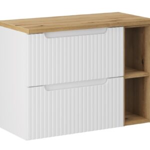 Comad Závěsná skříňka pod umyvadlo Nova White s deskou 80 cm bílá/dub evoke