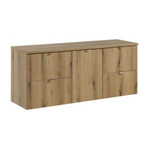 Comad Závěsná umyvadlová skříňka Nova Oak s deskou 140 cm dub evoke