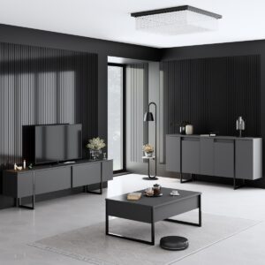 Kalune Design Sada nábytku do obývacího pokoje Luxe antracit/černá