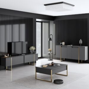 Kalune Design Sada nábytku do obývacího pokoje Luxe antracit/zlatá
