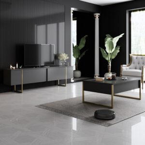 Kalune Design Sada nábytku do obývacího pokoje Luxe antracit/zlatá II