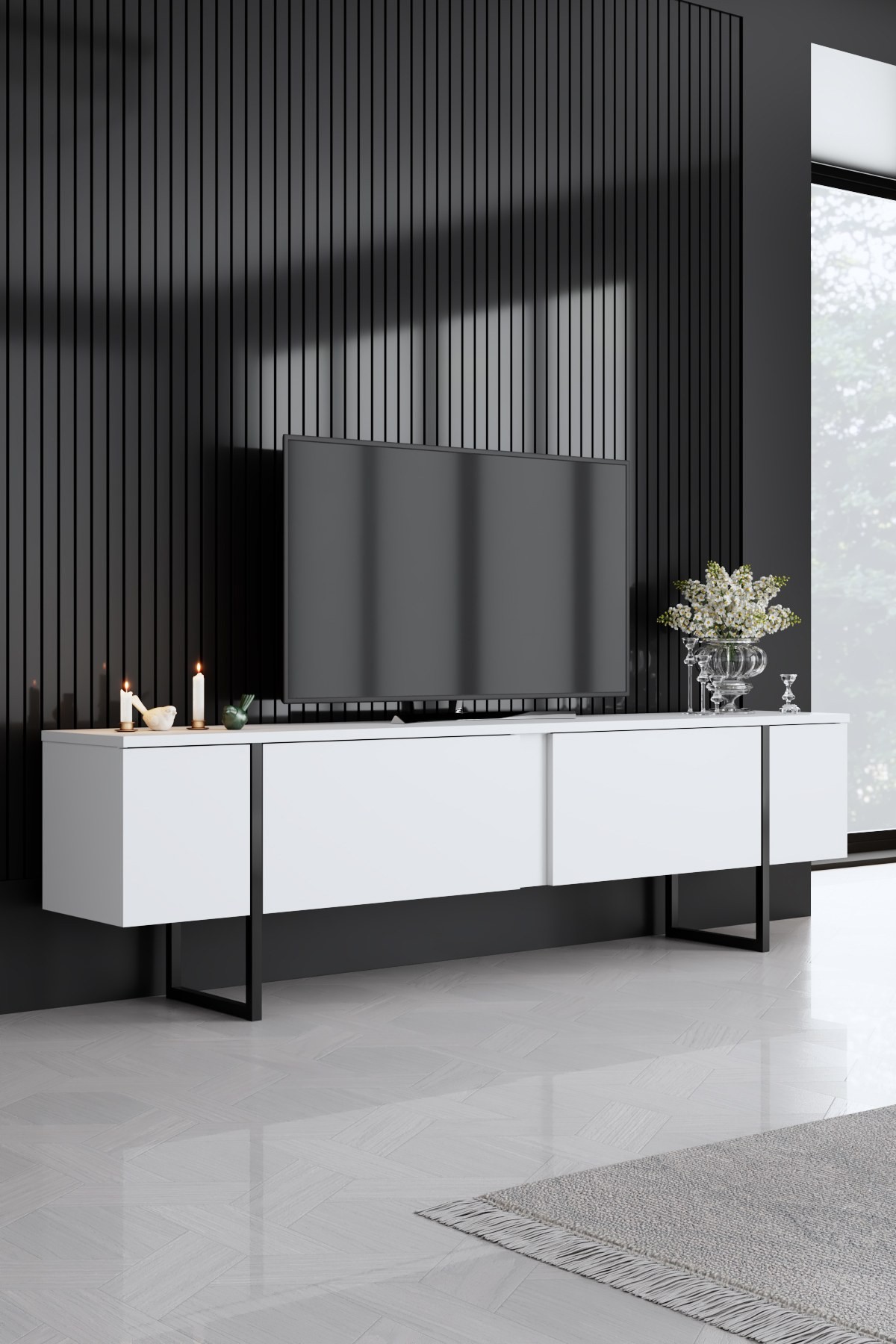Kalune Design Sada nábytku do obývacího pokoje Luxe bílá/černá - Obrázek 2