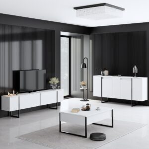 Kalune Design Sada nábytku do obývacího pokoje Luxe bílá/černá