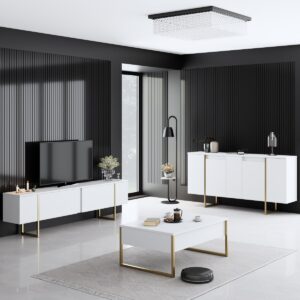 Kalune Design Sada nábytku do obývacího pokoje Luxe bílá/zlatá