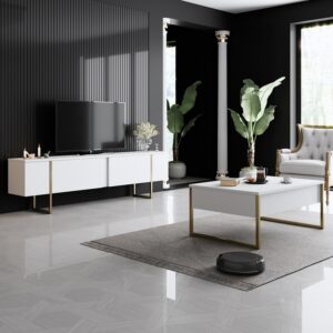 Kalune Design Sada nábytku do obývacího pokoje Luxe bílá/zlatá II