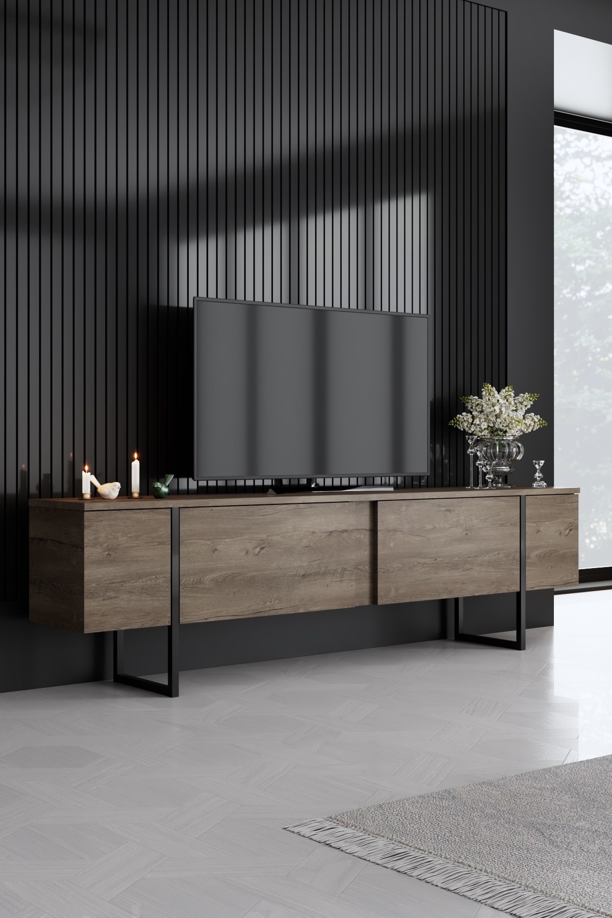 Kalune Design Sada nábytku do obývacího pokoje Luxe ořech/černá - Obrázek 2