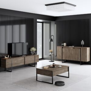 Kalune Design Sada nábytku do obývacího pokoje Luxe ořech/černá