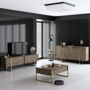 Kalune Design Sada nábytku do obývacího pokoje Luxe ořech/zlatá