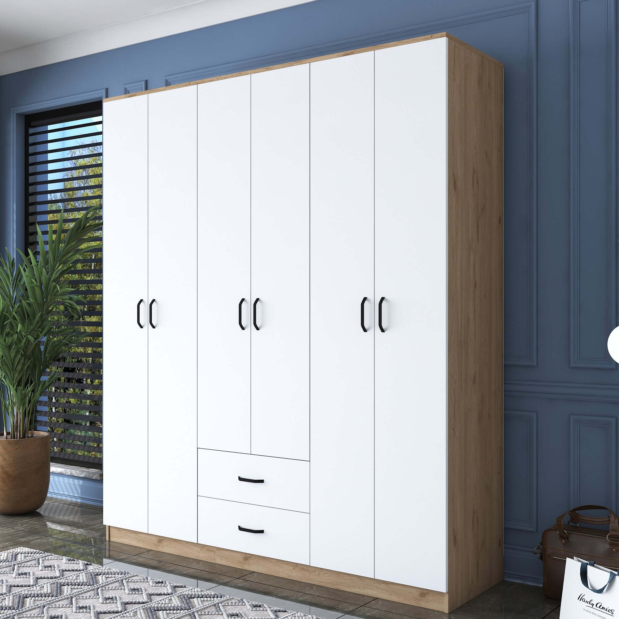 Kalune Design Šatní skříň BA 113 180 cm ořech/bílá - Obrázek 2