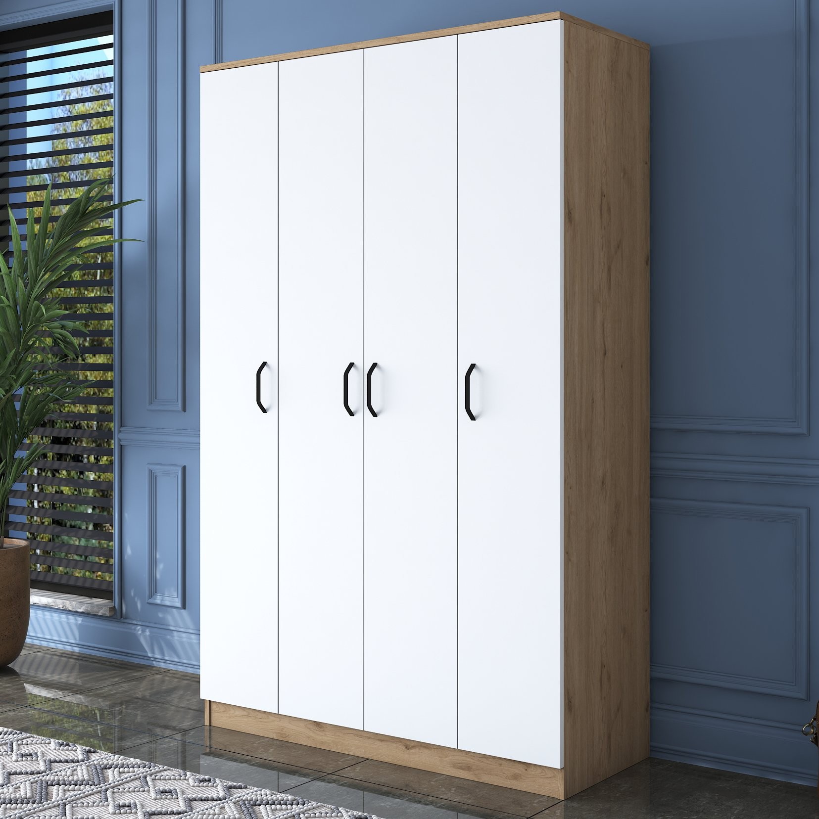 Kalune Design Šatní skříň BA 116 120 cm ořech/bílá - Obrázek 2