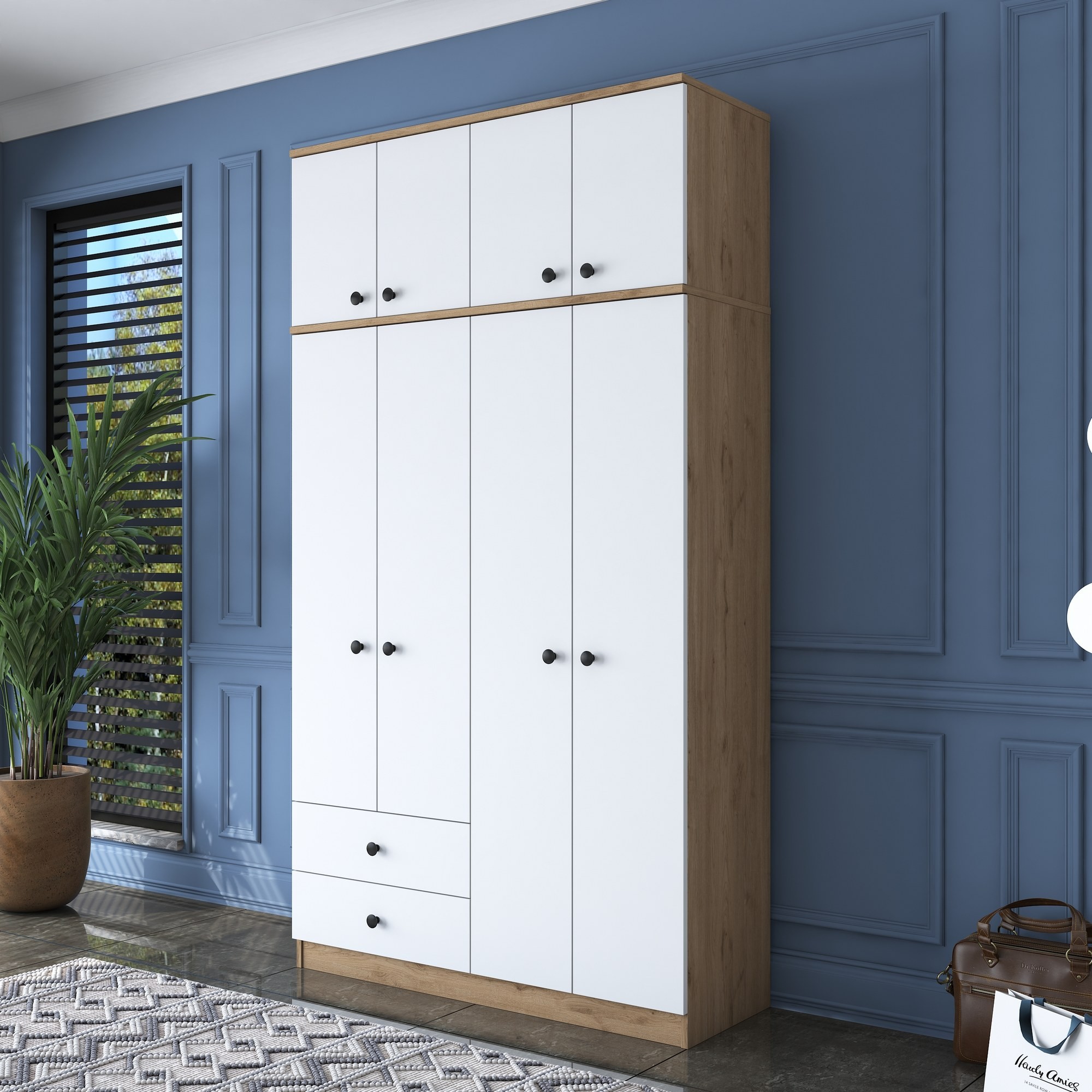 Kalune Design Šatní skříň BA 121 120 cm ořech/bílá - Obrázek 2