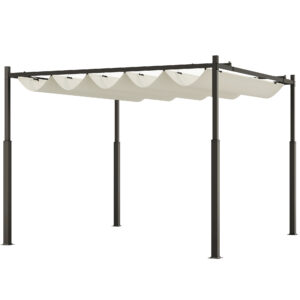OUTSUNNY Volně stojící kovová pergola se stahovací plátěnou střechou 300 x 300 cm bílá