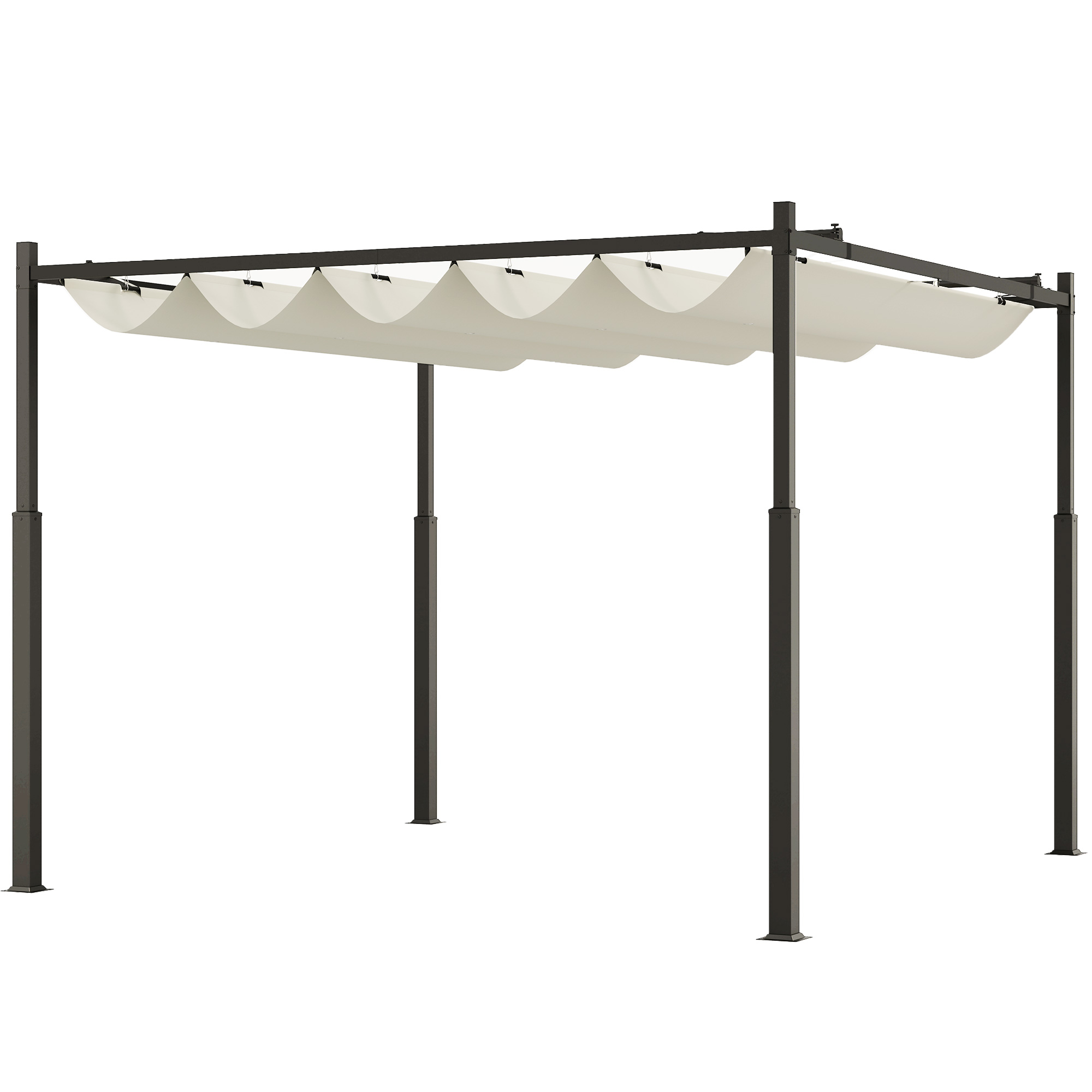 OUTSUNNY Volně stojící kovová pergola se stahovací plátěnou střechou 300 x 300 cm bílá