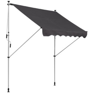 OUTSUNNY Výškově nastavitelná přenosná markýza vhodná na balkon 200 x 150 cm šedá