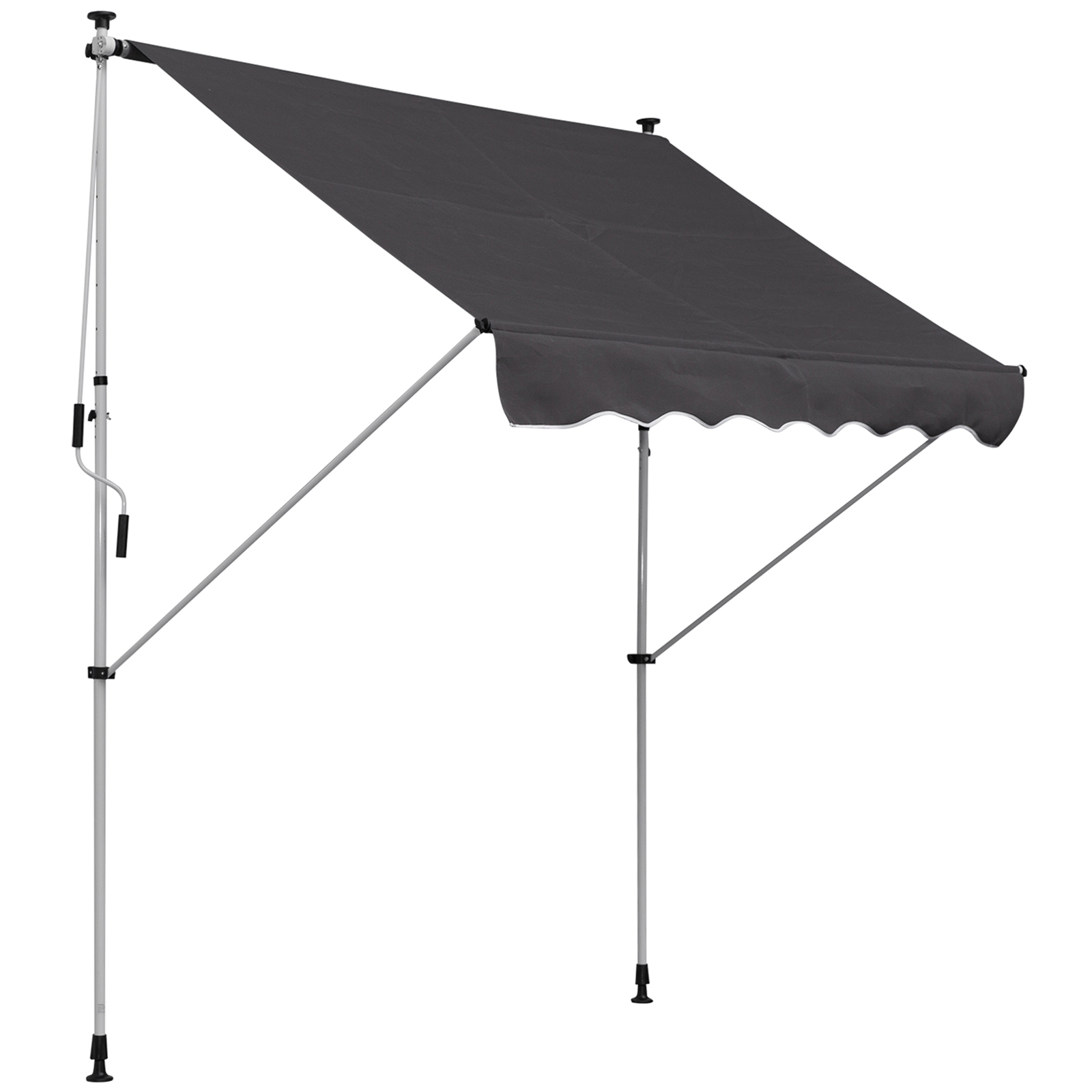 OUTSUNNY Výškově nastavitelná přenosná markýza vhodná na balkon 200 x 150 cm šedá