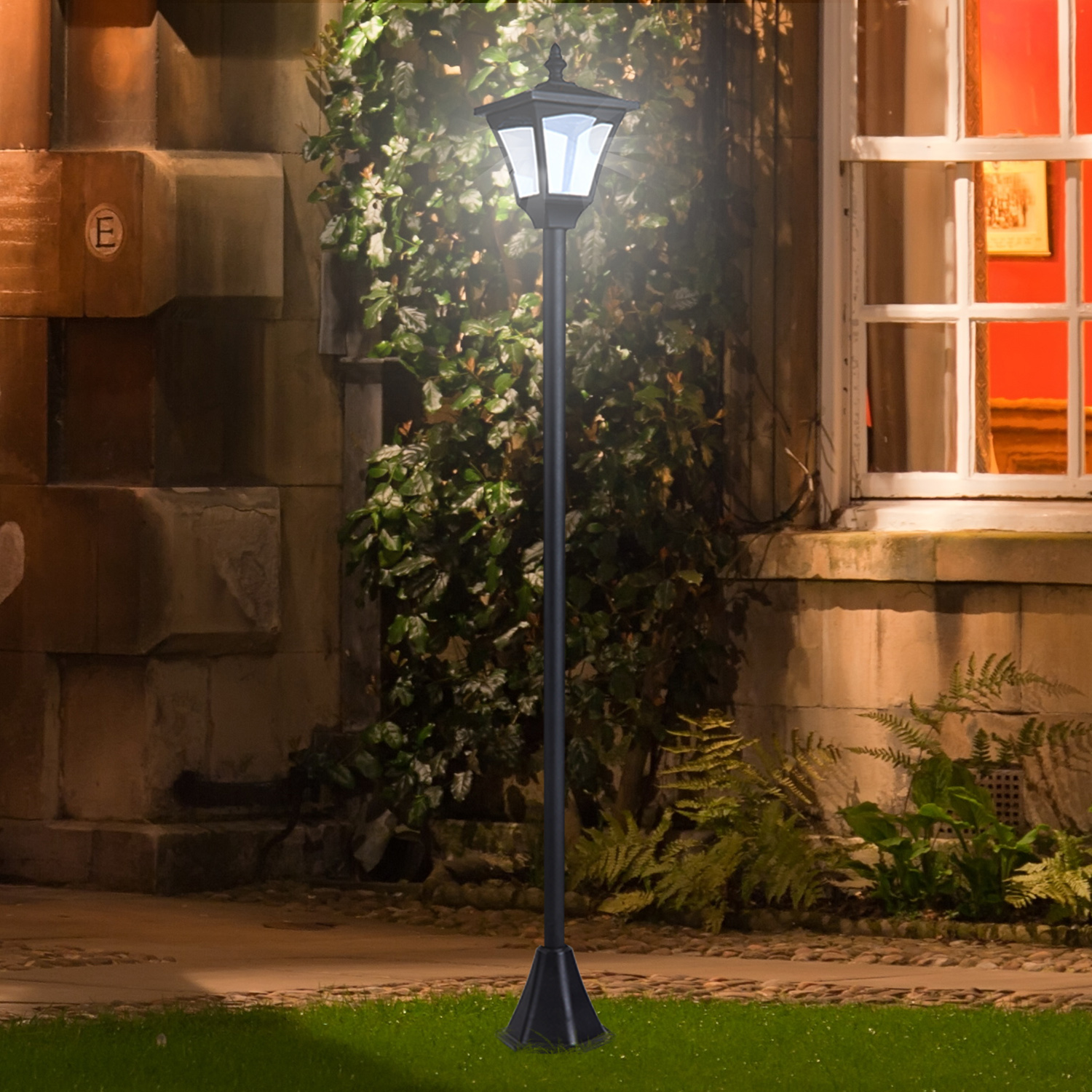 OUTSUNNY Zahradní solární lucerna PATH LIGHT 15 x 15 x 120 cm černá - Obrázek 2