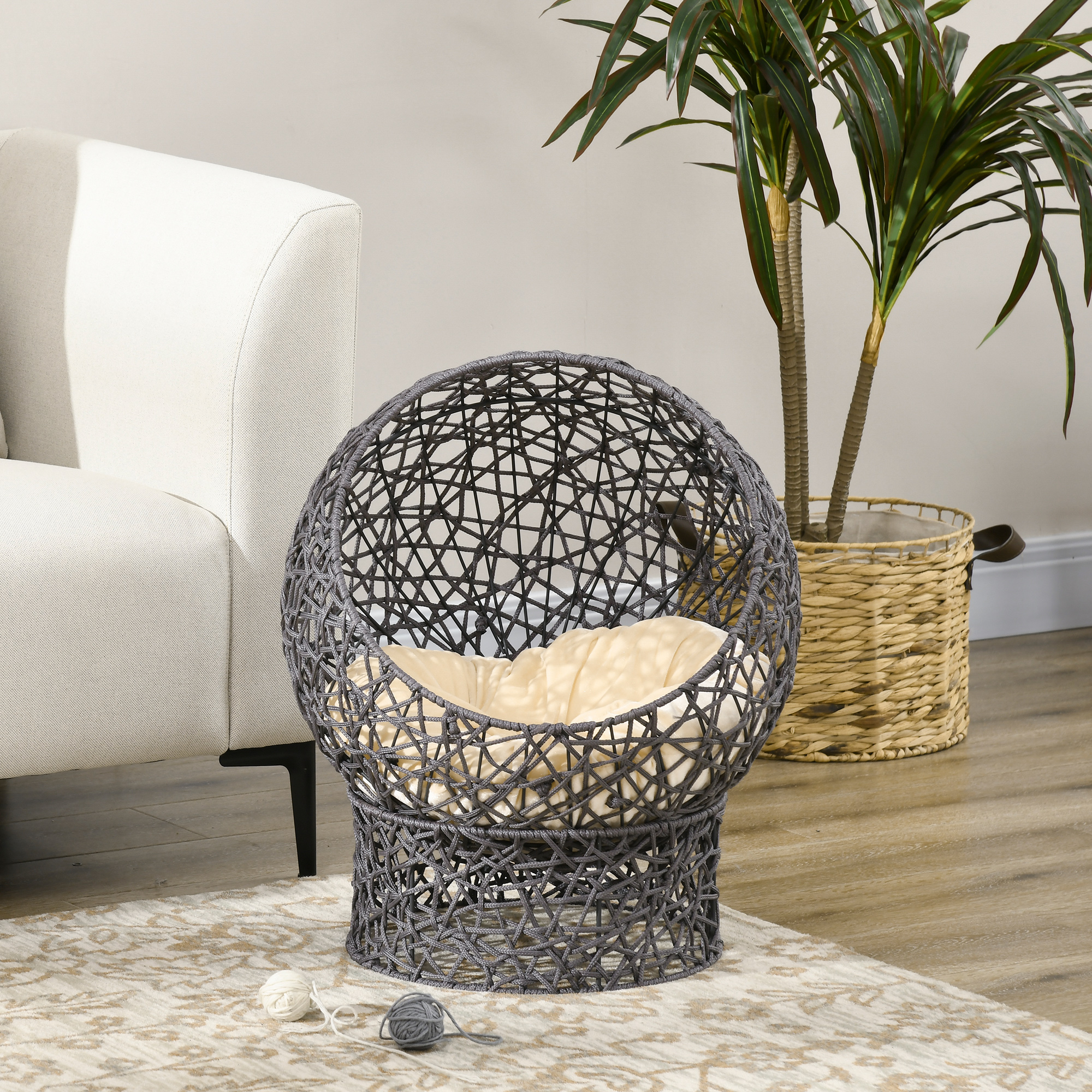 PAWHUT Pelíšek pro kočky GLOBE 50 x 50 x 60 cm šedá - Obrázek 2