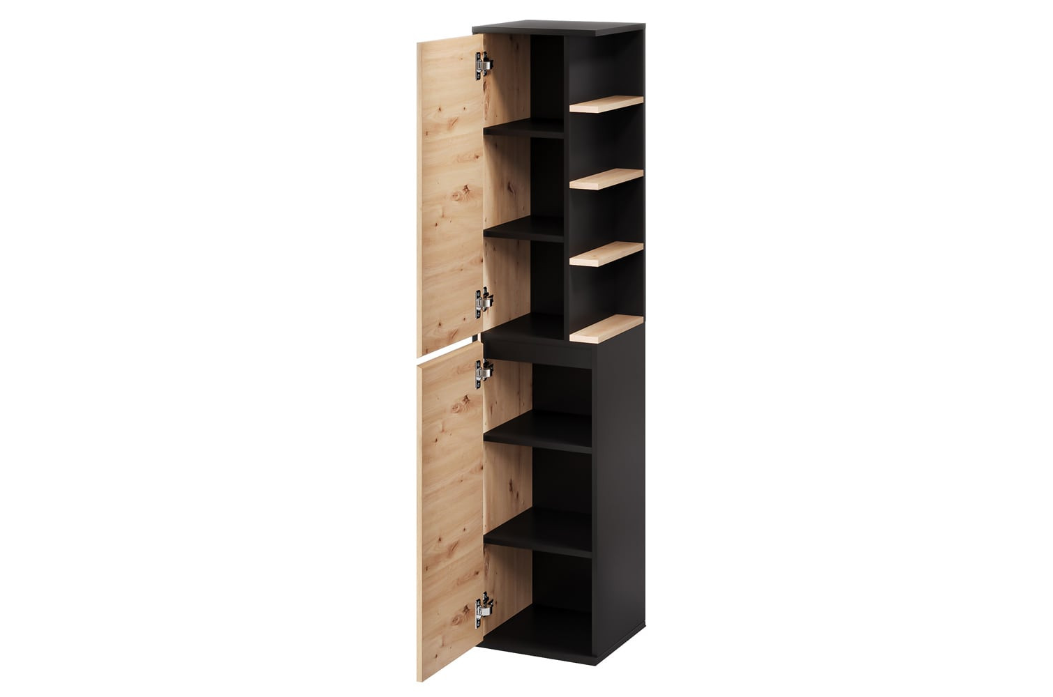 Szynaka Vysoká koupelnová skříňka Mossa 70 35 cm levá dub Artisan/černá - Obrázek 2