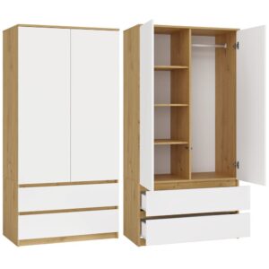 TP Living Šatní skříň MALWA I 90 cm dub artisan/bílá