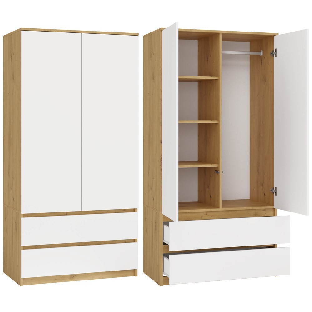 TP Living Šatní skříň MALWA I 90 cm dub artisan/bílá