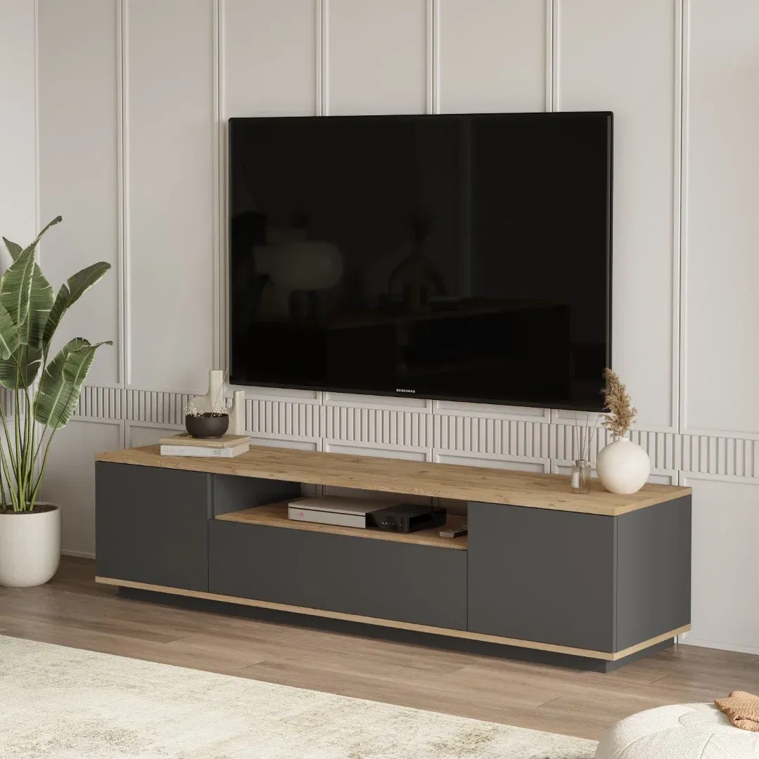 Televizní stolek Houseland Luka borovice Atlantic/antracitově šedý