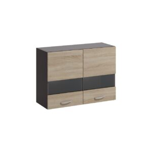 Vivaldi Závěsná kuchyňská skříňka Livia 80 cm prosklená dub sonoma