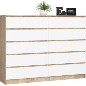 Ak furniture Komoda Rollo K 160 cm dub sonoma/bílá