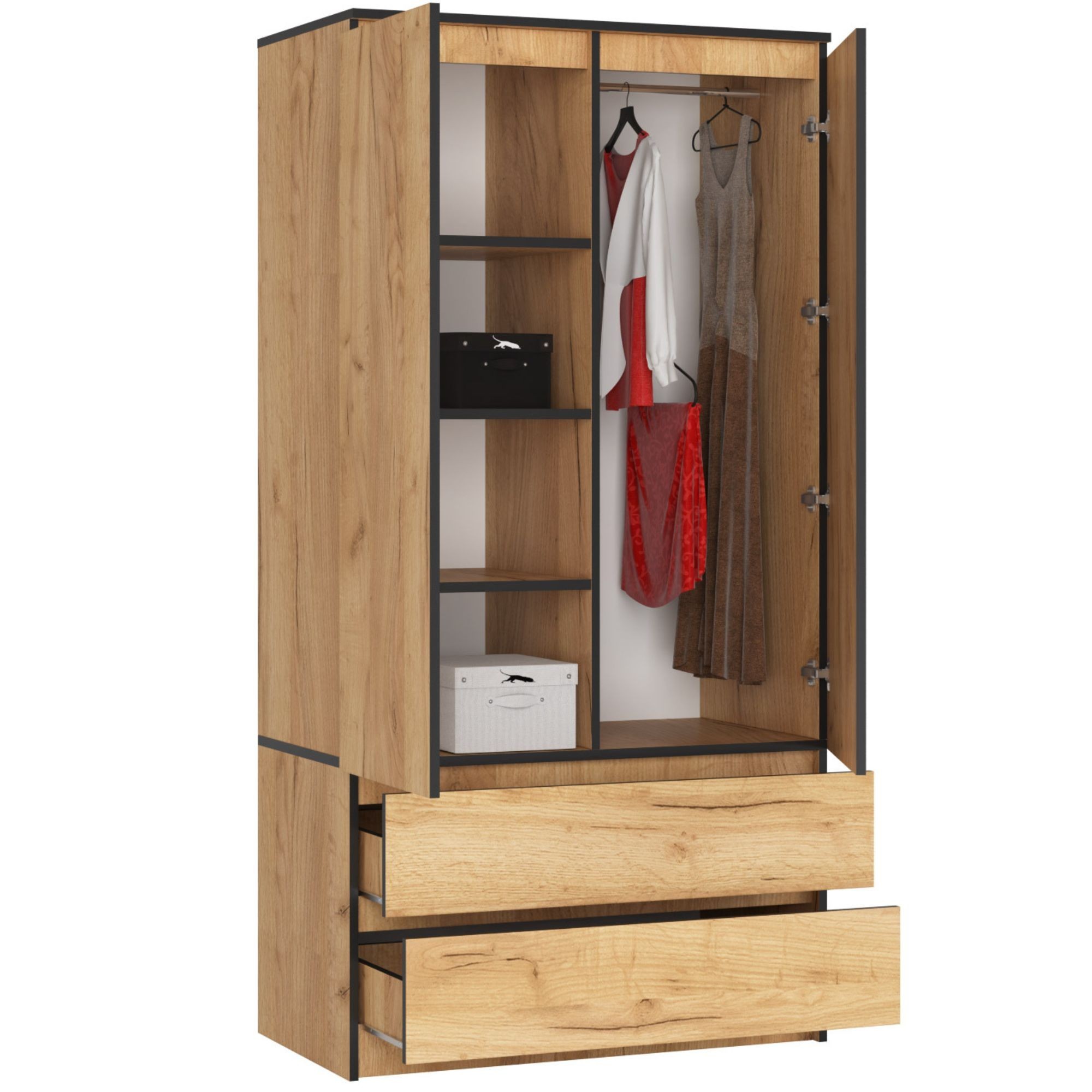 Ak furniture Šatní skříň Tesi S90 dub craft zlatý - Obrázek 2