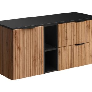 Comad Závěsná skříňka Casad s deskou 120 cm černá/dub wotan