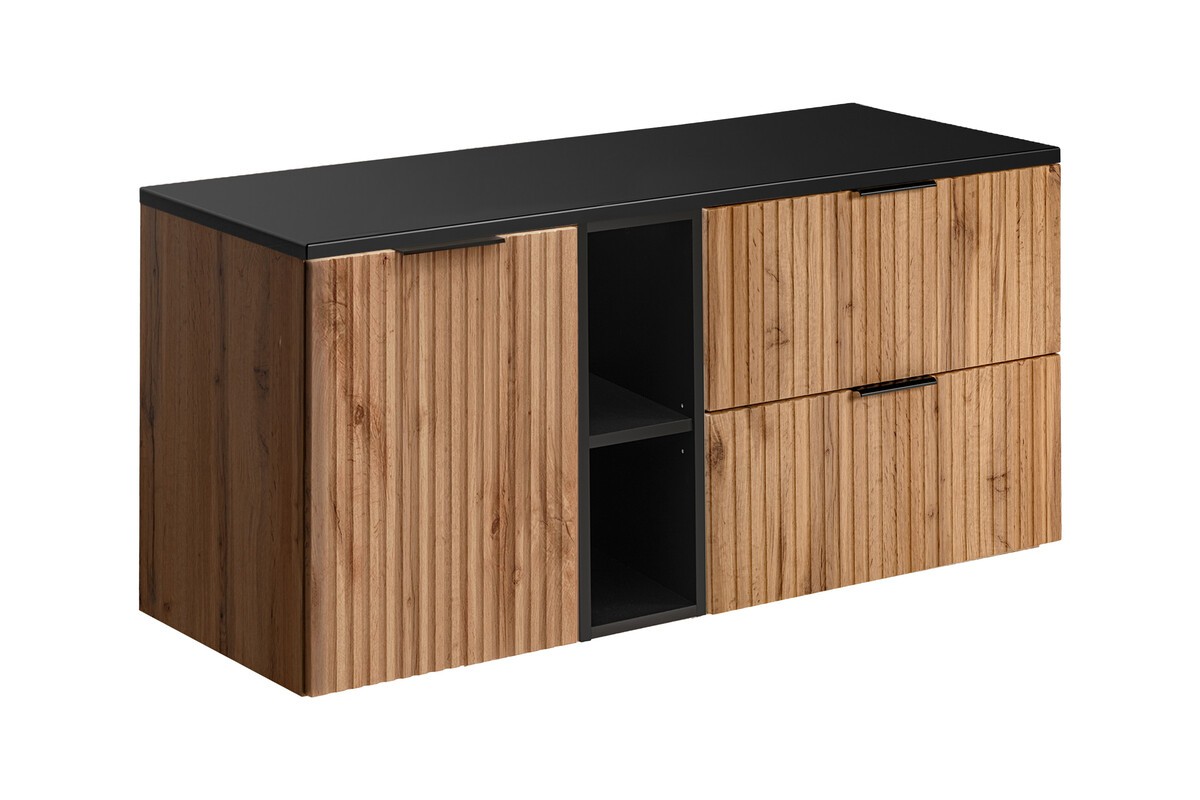 Comad Závěsná skříňka Casad s deskou 120 cm černá/dub wotan