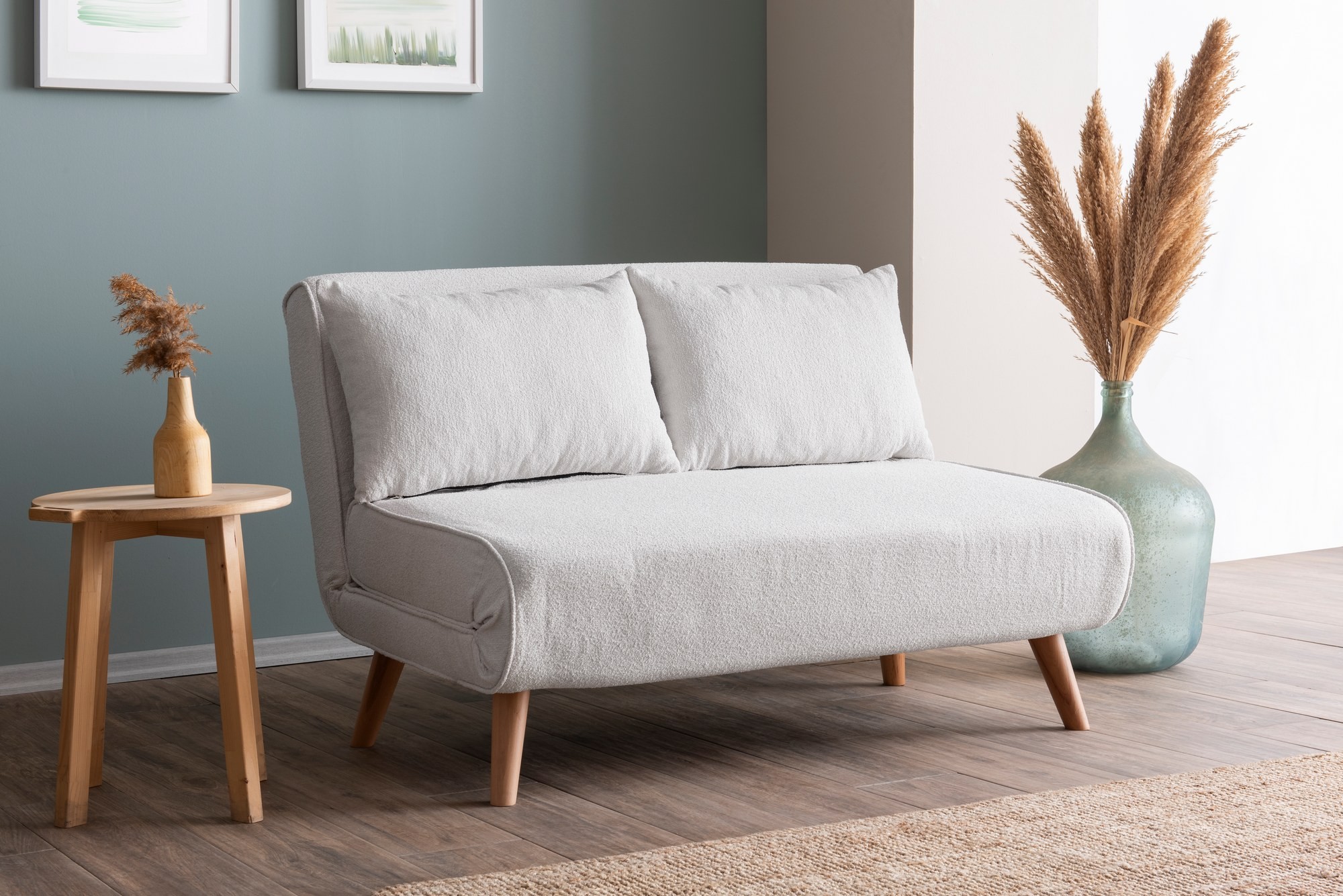 Hanah Home Dvoumístná rozkládací pohovka Seater Folde bílá - Obrázek 2