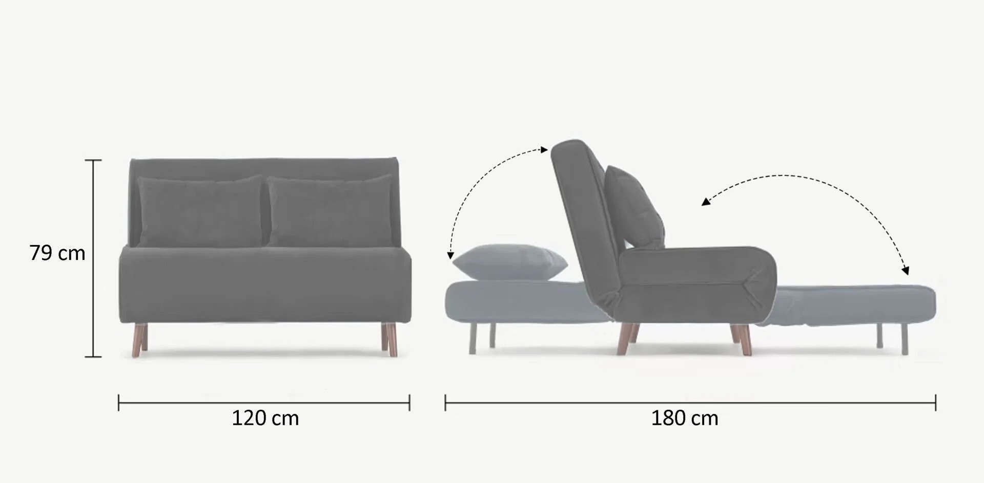 Hanah Home Dvoumístná rozkládací pohovka Seater Folde krémová - Obrázek 2