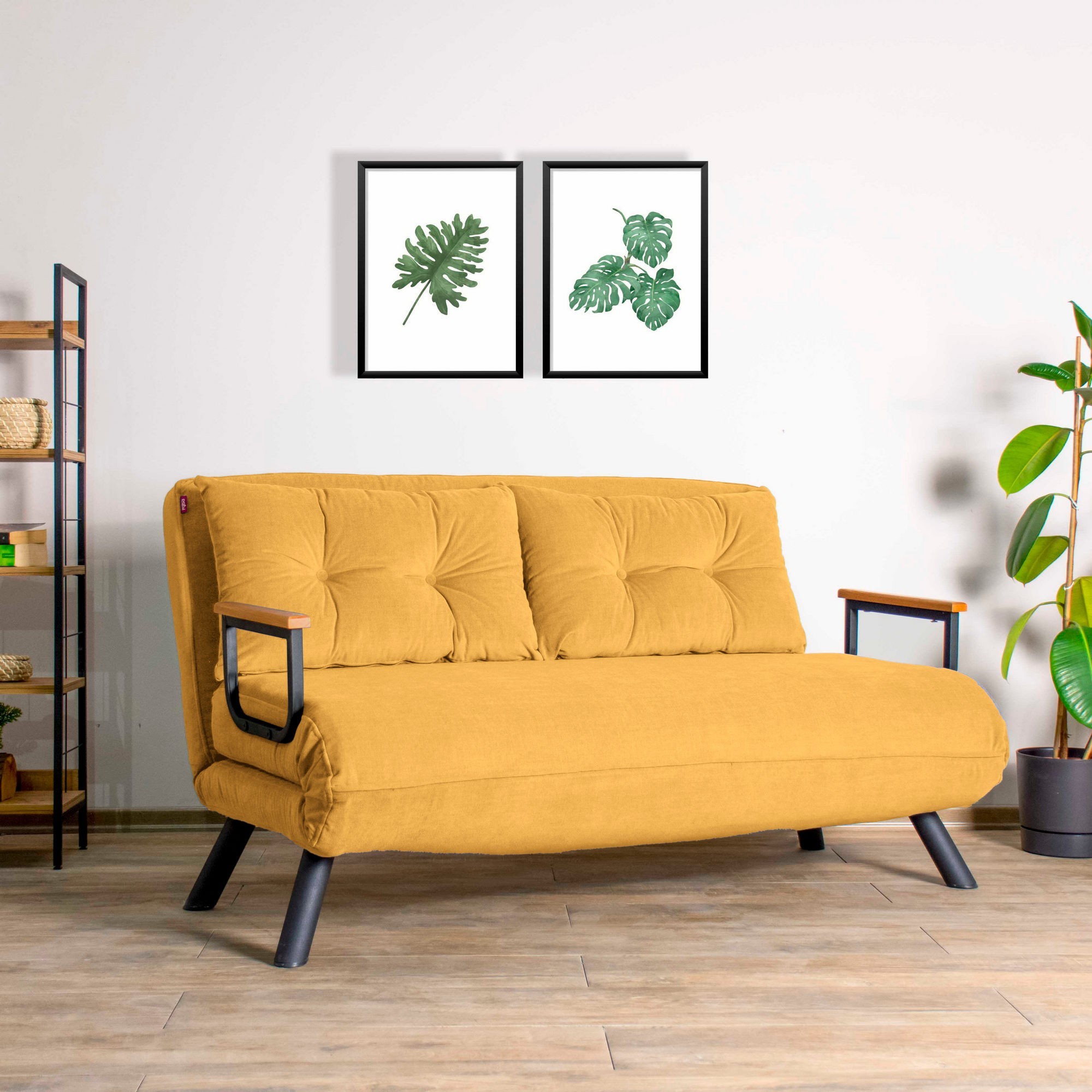 Hanah Home Dvoumístná rozkládací pohovka Seater Sando hořčicová - Obrázek 2