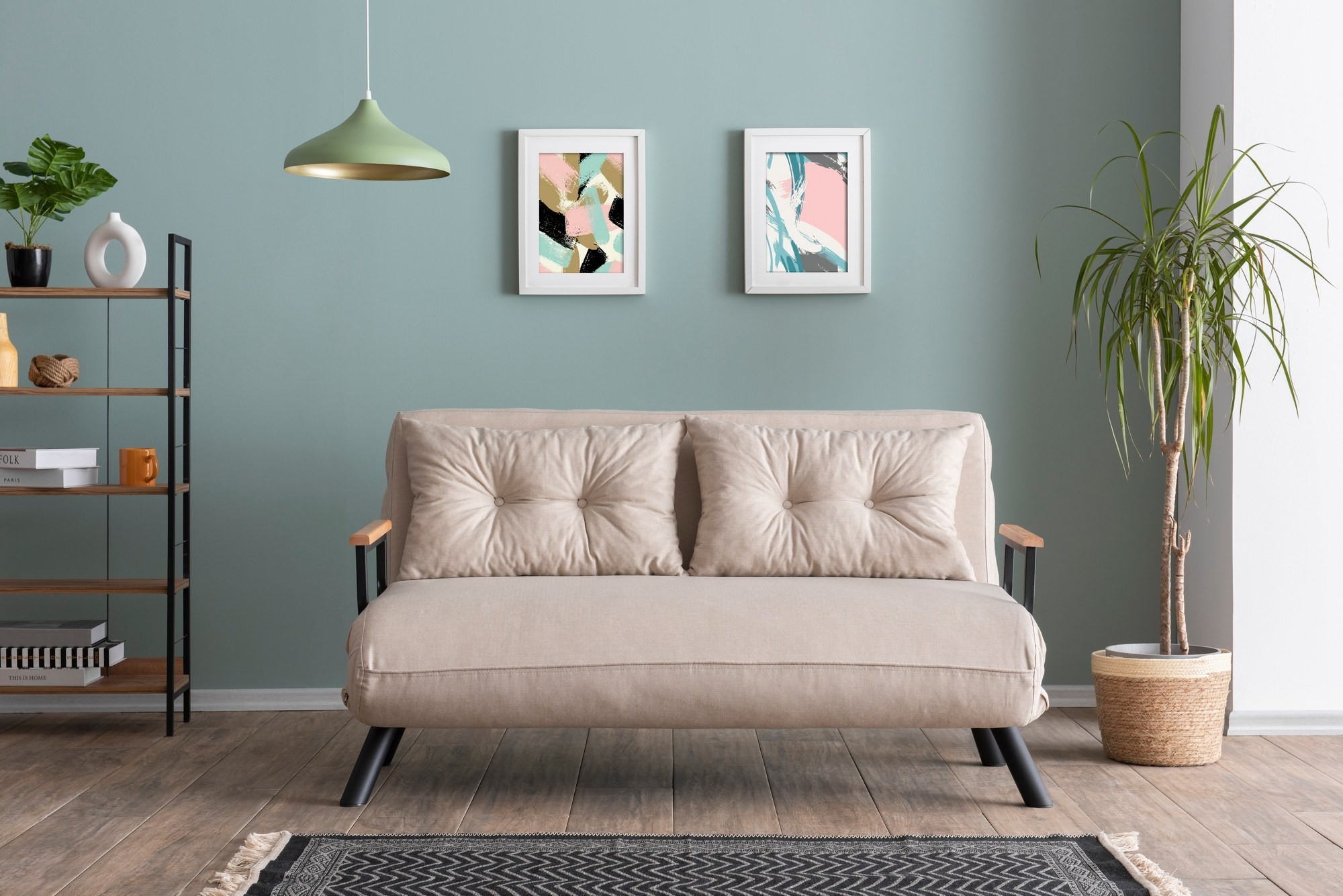 Hanah Home Dvoumístná rozkládací pohovka Seater Sando krémová II - Obrázek 2