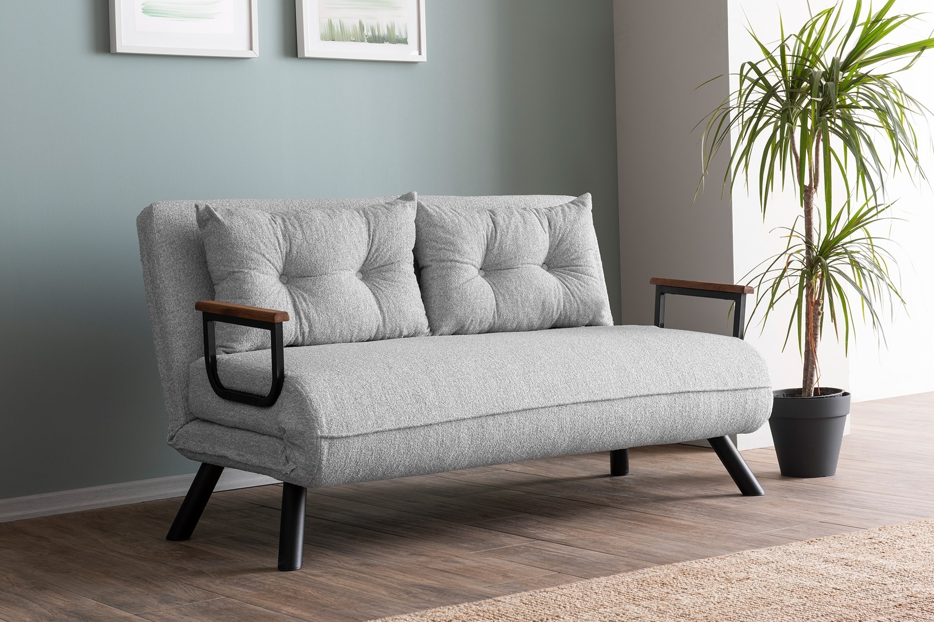Hanah Home Dvoumístná rozkládací pohovka Seater Sando šedá II - Obrázek 2