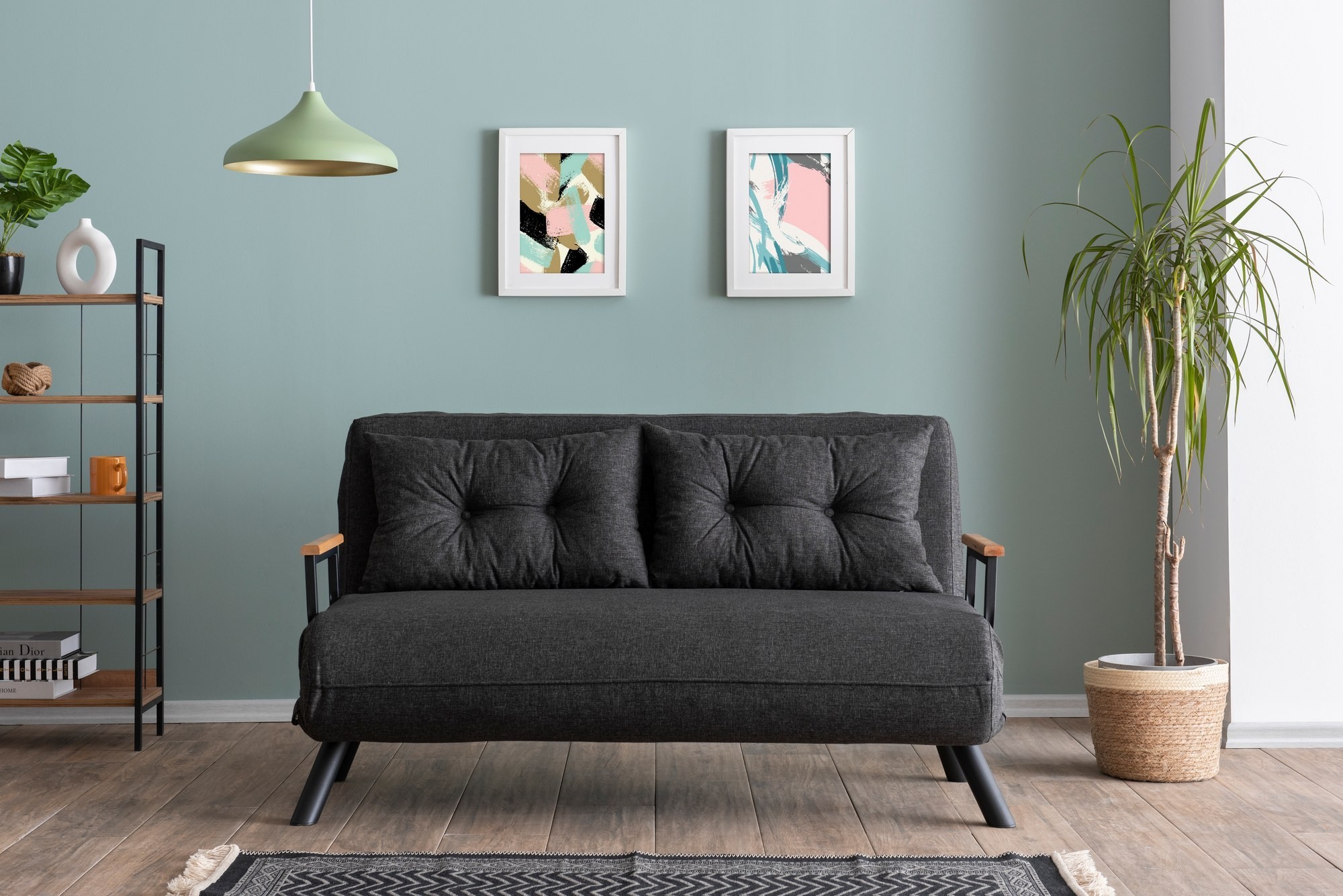 Hanah Home Dvoumístná rozkládací pohovka Seater Sando tmavě šedá - Obrázek 2