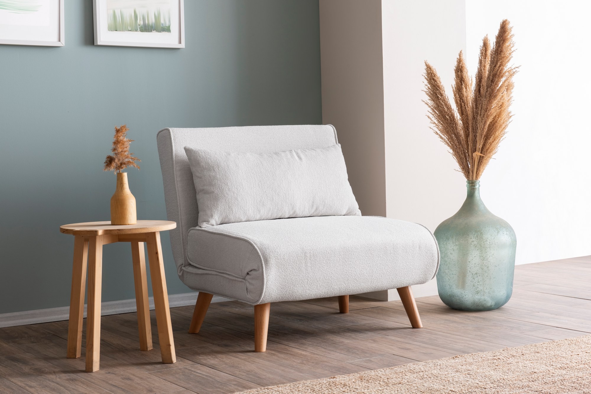 Hanah Home Rozkládací křeslo Single Folde bílé - Obrázek 2