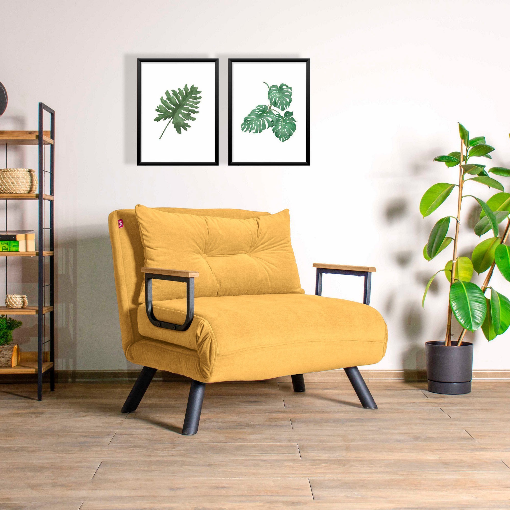 Hanah Home Rozkládací křeslo Single Sando hořčicové - Obrázek 2