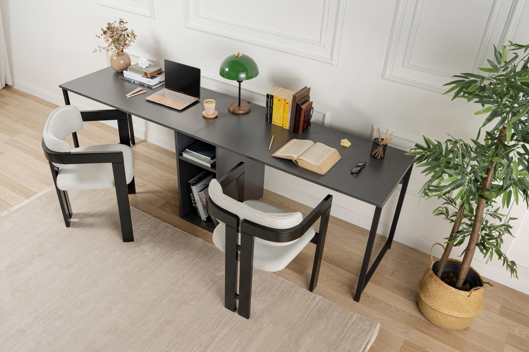 Kalune Design Kancelářská sestava pro 2 osoby TWIN antracitová - Obrázek 2