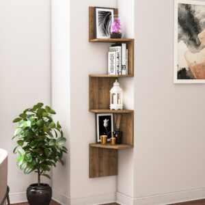 Kalune Design Nástěnná rohová police DESALDO ořech