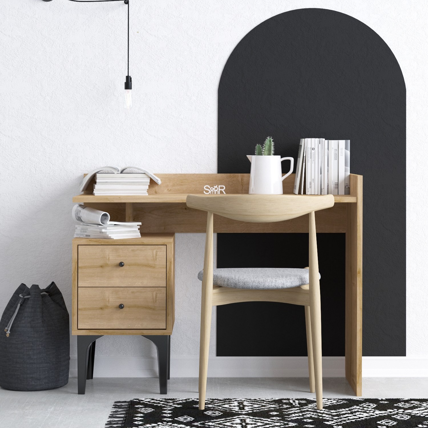 Kalune Design Psací stůl PUUK se skříňkou dubový