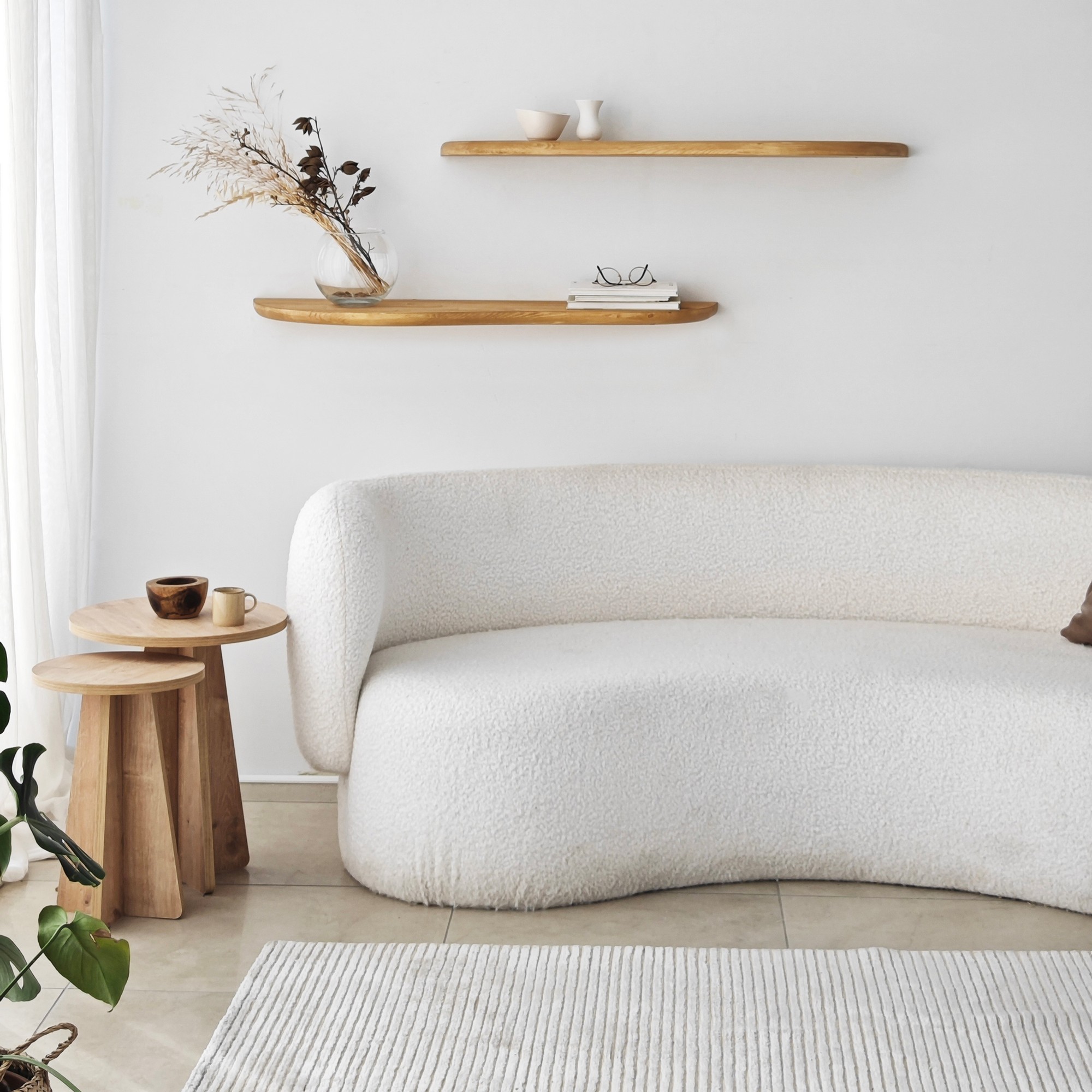 Kalune Design Sada 2 ks nástěnných polic WAVY dub - Obrázek 2