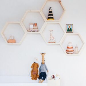 Kalune Design Sada 5 ks nástěnných poliček RAF 36x31 cm světlý ořech