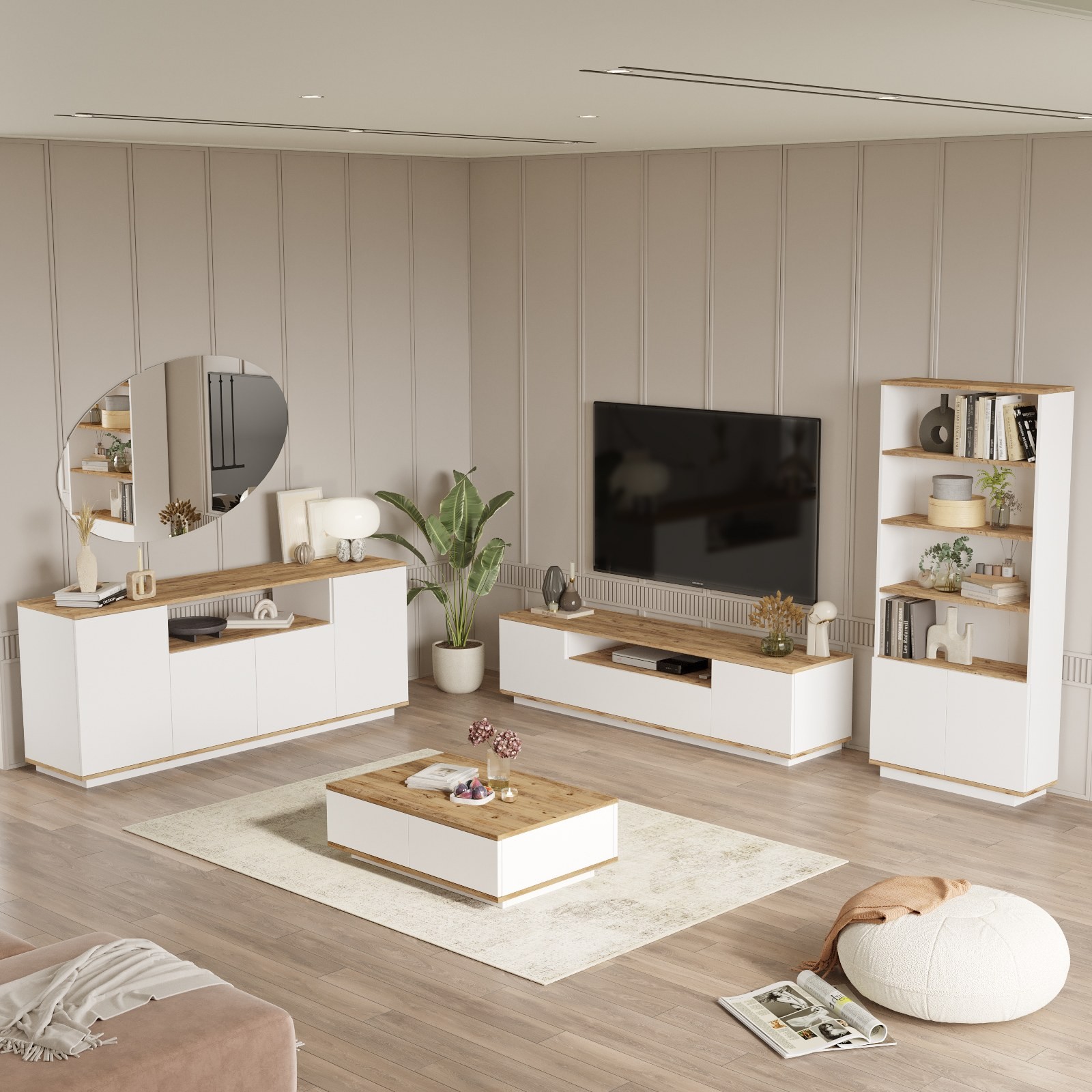 Kalune Design Sada nábytku do obývacího pokoje Fr 19 borovice Atlantic/bílá - Obrázek 2